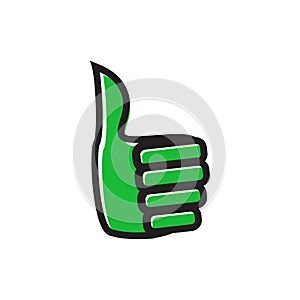 Hand with thumb up icon, flat style