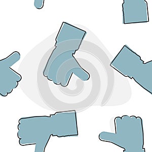 Hand Thumb Up icon flat. Vector illustration thumb up cartoon style on seamless pattern on a white background