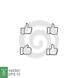 Hand thumb up, like, line icon set. OK Thumbs gesture for give vote