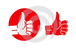 Hand thumb up, logo. Best quality symbol or icon. Vector illustration