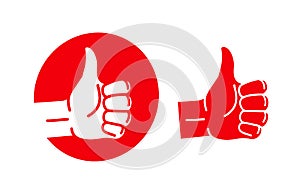 Hand thumb up, logo. Best quality symbol or icon. Vector illustration photo