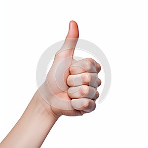 Hyper-realistic Thumb Up Hand On White Background