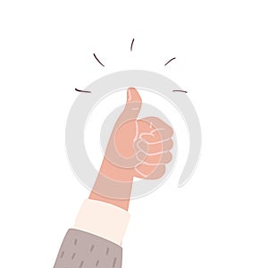Hand with thumbs up. Good feedback. Vector like or positive comment concept