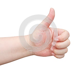 Hand Thump Up Sign on White Background