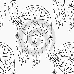 Hand to draw a seamless pattern Dreamcatcher