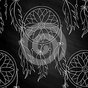 Hand to draw a seamless pattern Dreamcatcher