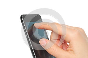 Hand toching smart phone