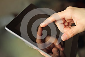 Hand toching smart phone