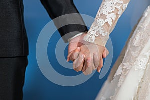 Hand together love couple, romantic and happy concept, wedding couple, groom and bride hand