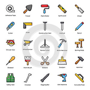 Hand Tools Flat Icons Pack