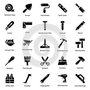 Hand Tools glyph Icons Pack