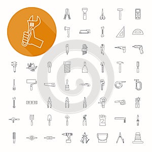 Hand tools icons , thin icon design
