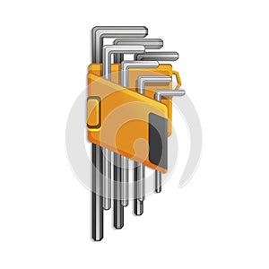 Hand tools for repair and construction. Realistic hexagon steel screwdriver isolated on white background.