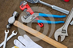 Hand tools set or Work tools set background