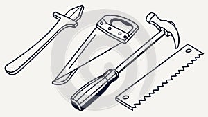 Hand Tools Sketch Vector, Construction and DIY Gear, vector design Generative AI