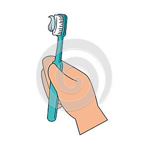 Hand with tooth brush