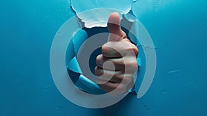 The hand through torn paper.AI generated image