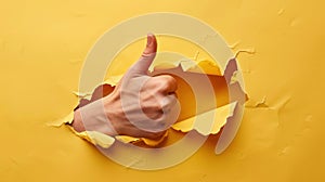 The hand through torn paper.AI generated image