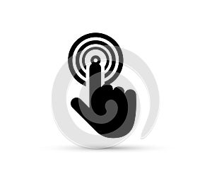 Hand touch icon. black Click icon. isolated on background. photo