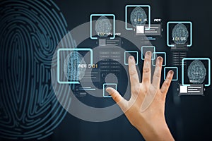 Hand on touch screen scanning fingerprints