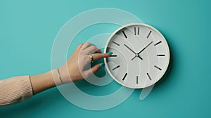 The Hand Touching Clock.AI generated image
