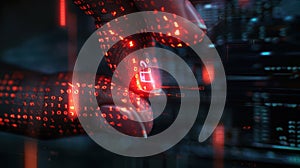 A hand touching code. AI generated