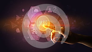 Hand touching digital button concept