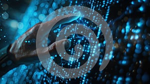 Hand Touching Digital Interface.AI generated image