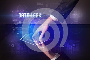 Hand touching digital table