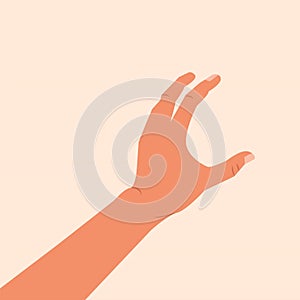 Hand touching or holding to something. Grabbing by hand vector illustration