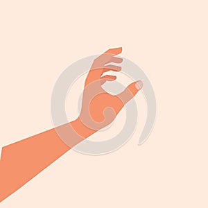Hand touching or holding to something. Grabbing by hand vector illustration