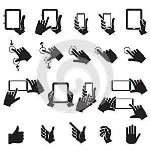Hand Touching Mobile Phone and Digital Tablet,vector EPS10