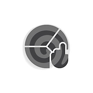 Hand touching pie chart vector icon