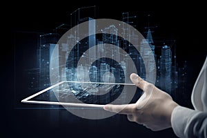 hand pushing a button on a screen hand pushing a touch interface hand touching screen generative AI