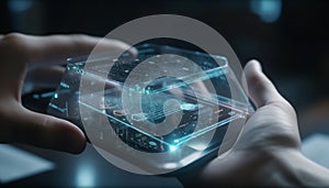 hand touching screen of a tablet hand pushing a button hand touching screen