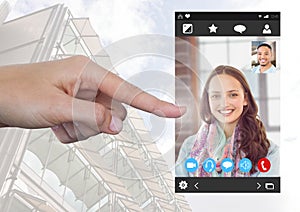 Hand touching Social Video Chat App Interface