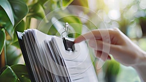 The hand with documents. AI generated