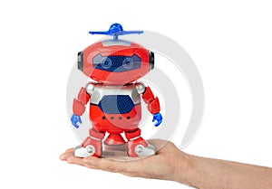 Hand with toy robot