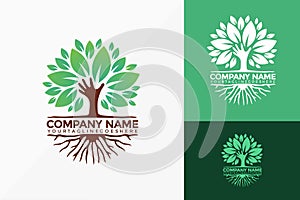 Hand Tree Leaf Creative Logo Vector Design. Abstract emblem, designs concept, logos, logotype element for template