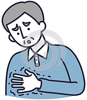 Hand tremor, numbness, male, simple illustration