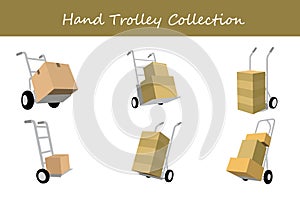 hand trolley collection in different poses. Vector illustration. photo