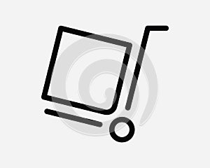 Hand Trolley Icon. Delivery Package Box Warehouse Transport Truck Cargo Order Parcel Load. Clipart Artwork Symbol Sign Vector EPS