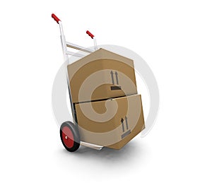Hand truck with boxes