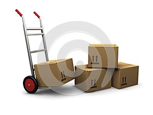 Hand truck with boxes