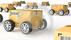 Hand Truck with Cardboard Box and Wheels - High Quality 3D 3D illustration
