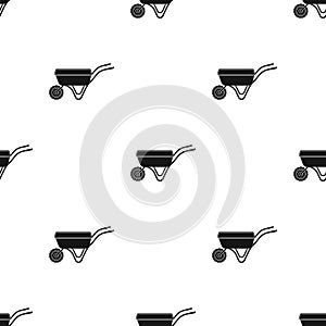 Hand truck with one wheel. Wheelbarrow for the transportation of goods around the garden.Farm and gardening single icon
