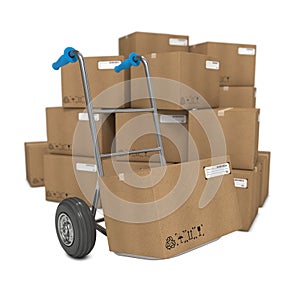 Hand Truck with Several Boxes