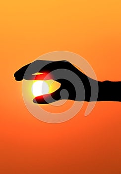 Hand try to touch the sun