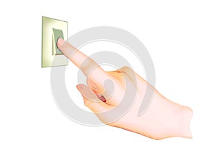 A Hand Turning On/Off A Light Switch.