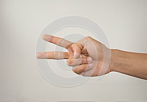 Hand with two fingers, Isolated